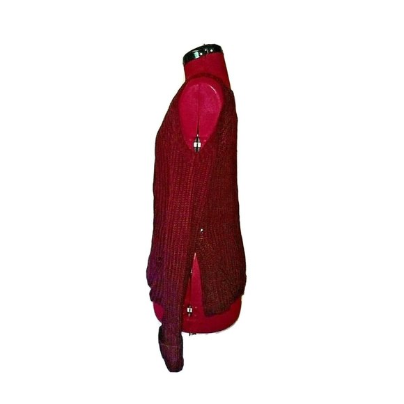 Hippie Rose Womens Sweater Pullover Size XS Burgundy Cold Shoulder Side … - Picture 4 of 7